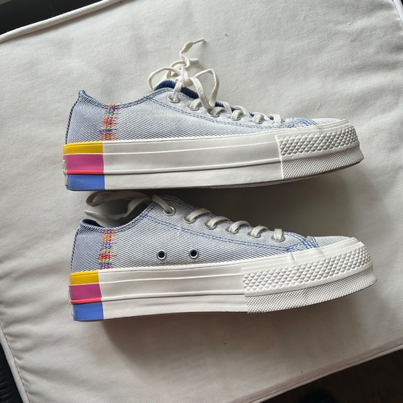 Converse Chuck Taylor All Star Platform Sneakers - Blue & White - Women 7 - Picture 8 of 8